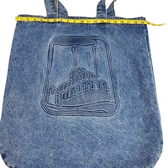 Denim Steamboat Embossed Shoulder Tote Bag - Picture 3 of 7